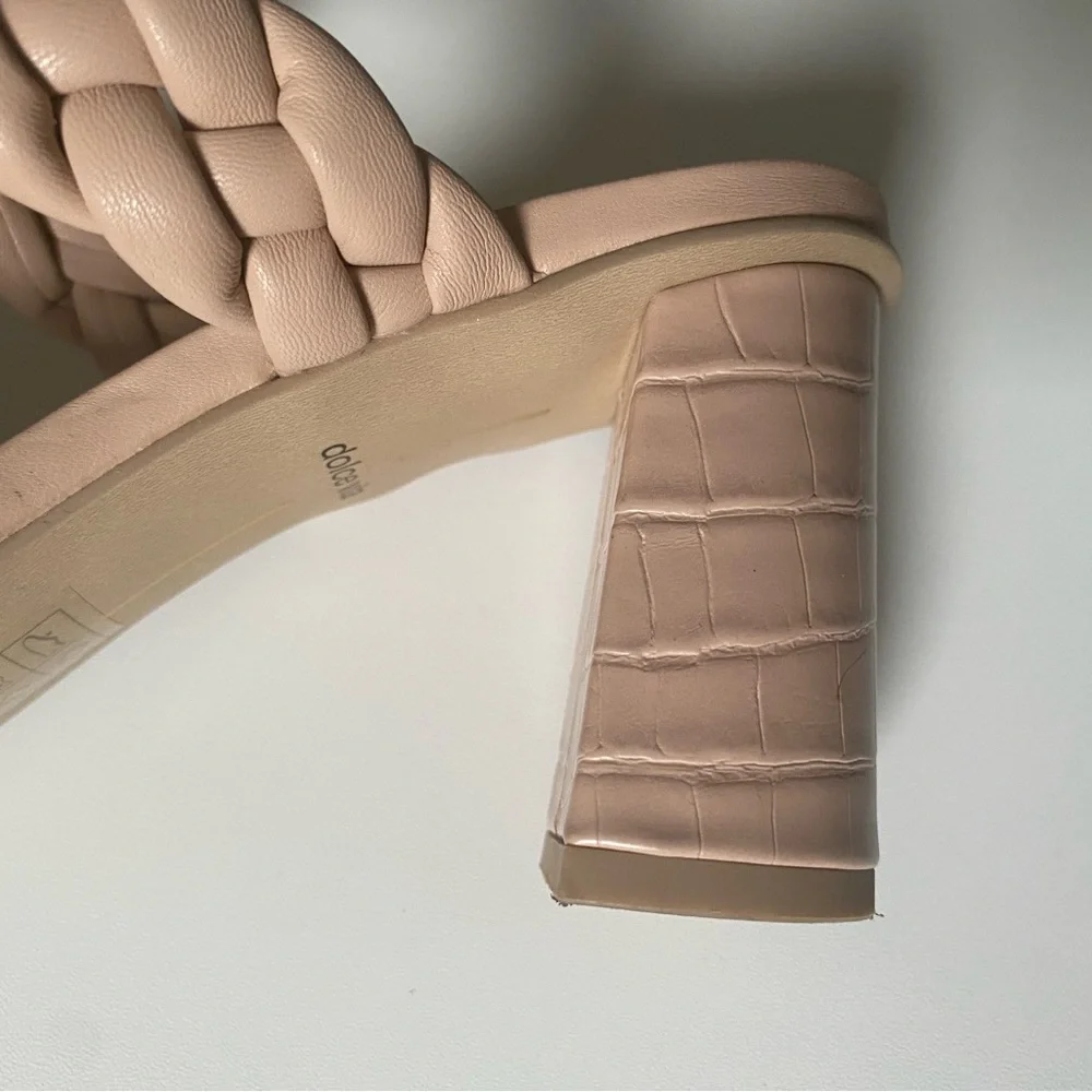 Dolce Vita Nude Braided Strap Block Heel Sandals - Picture 6 of 6